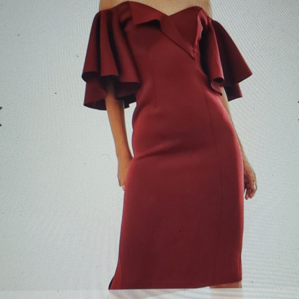 Asos Design Tall Cape Flutter Bardot Midi Dress - image 1